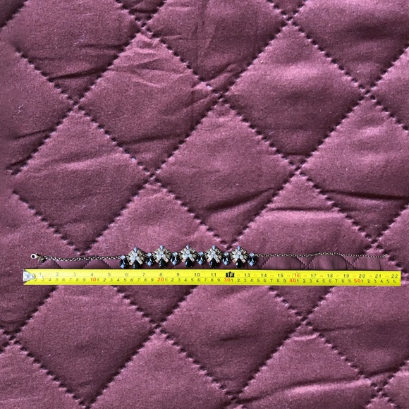 Banana Republic Factory Jewelry Statement Necklace Black Silver Rhinestones - Picture 6 of 7